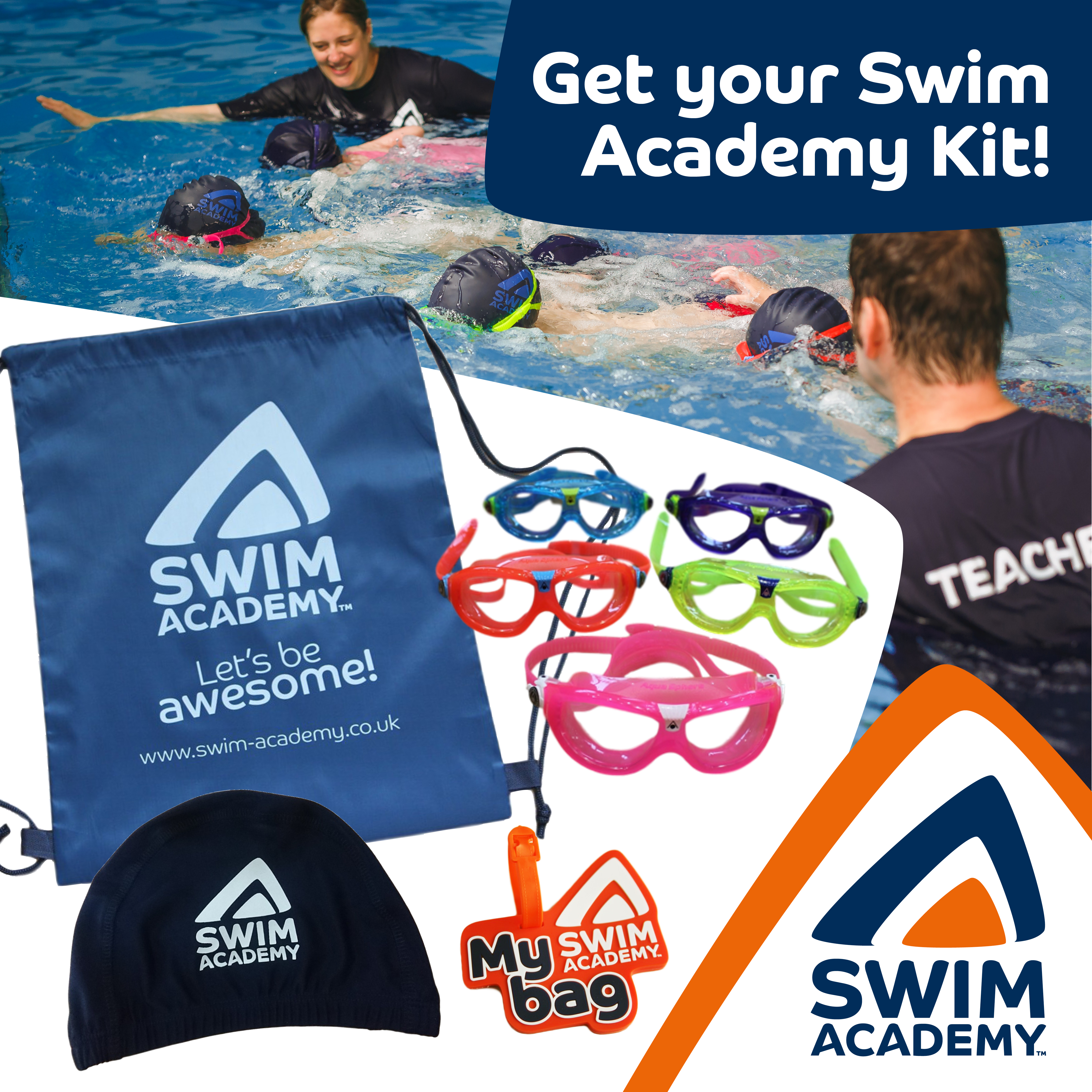 Swim Academy Kit with Aquasphere Seal Goggles